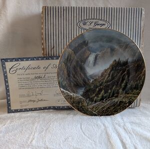 Vintage 1989 W.S. George Yellowstone River Collector Plate Harry Johnson COA Box